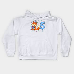 I am 5 with fox - boy birthday 5 years old Kids Hoodie